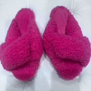 Balenciaga Pink Sherling Slides